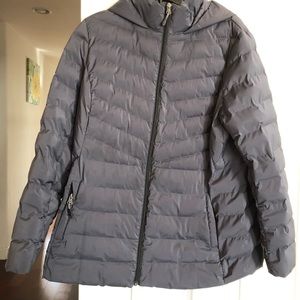 Grey color hooded winter jacket. Size XL Excellent condition.